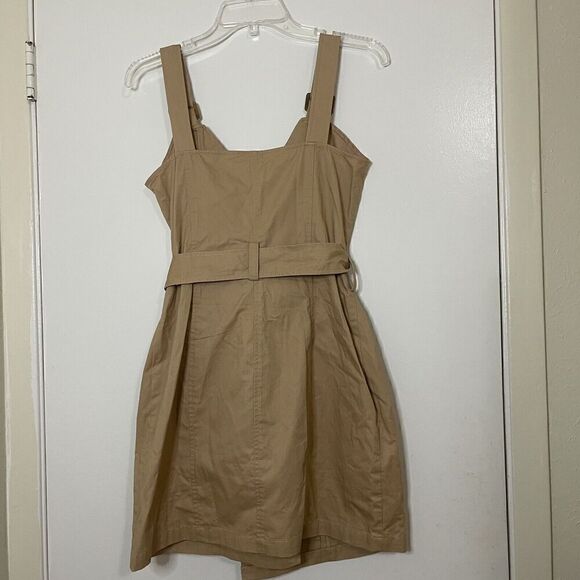 NWT H&M cotton tan khaki trench wrap tie dungaree dress size US 6 - Picture 6 of 6